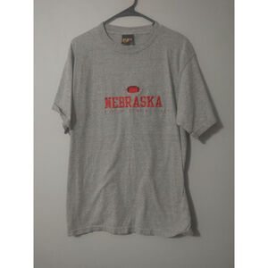 Men's Vintage TSI Nebraska Football Grey Red Embroidery Short Sleeve Tee L